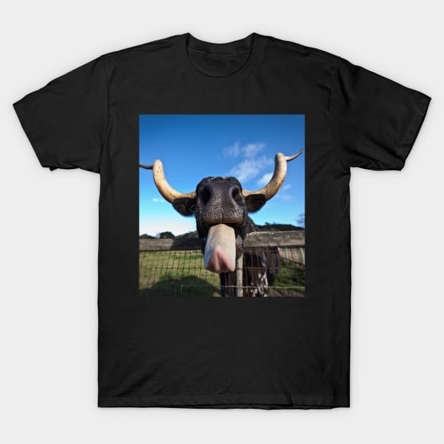 Cow Tongue Funny Cute Cow T-Shirt by Karin Wright